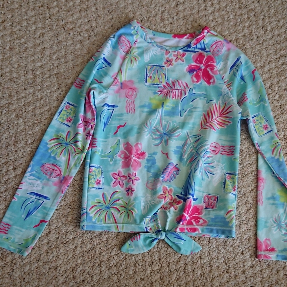 The Children's Place tropical print Long Sleeve Rash Guard TOP only sz 7/8